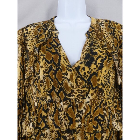 Ba&Sh Womens 0 US 4 Dress Lady Sahara Midi Snakeskin Ochre NWT - Picture 5 of 14